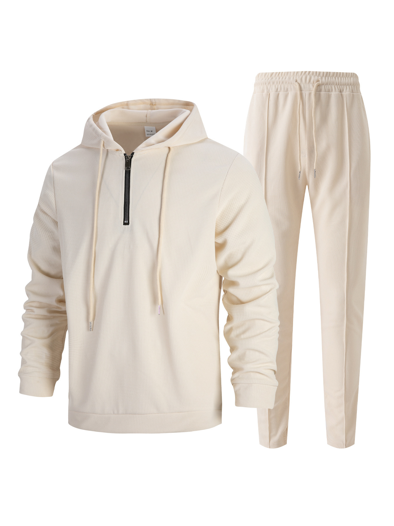 Men's Waffle-Knit Half-Zip Hoodie & Jogger Set – Breathable Lightweight Loungewear (S-XXXL, 5 Colors)_voghion.com
