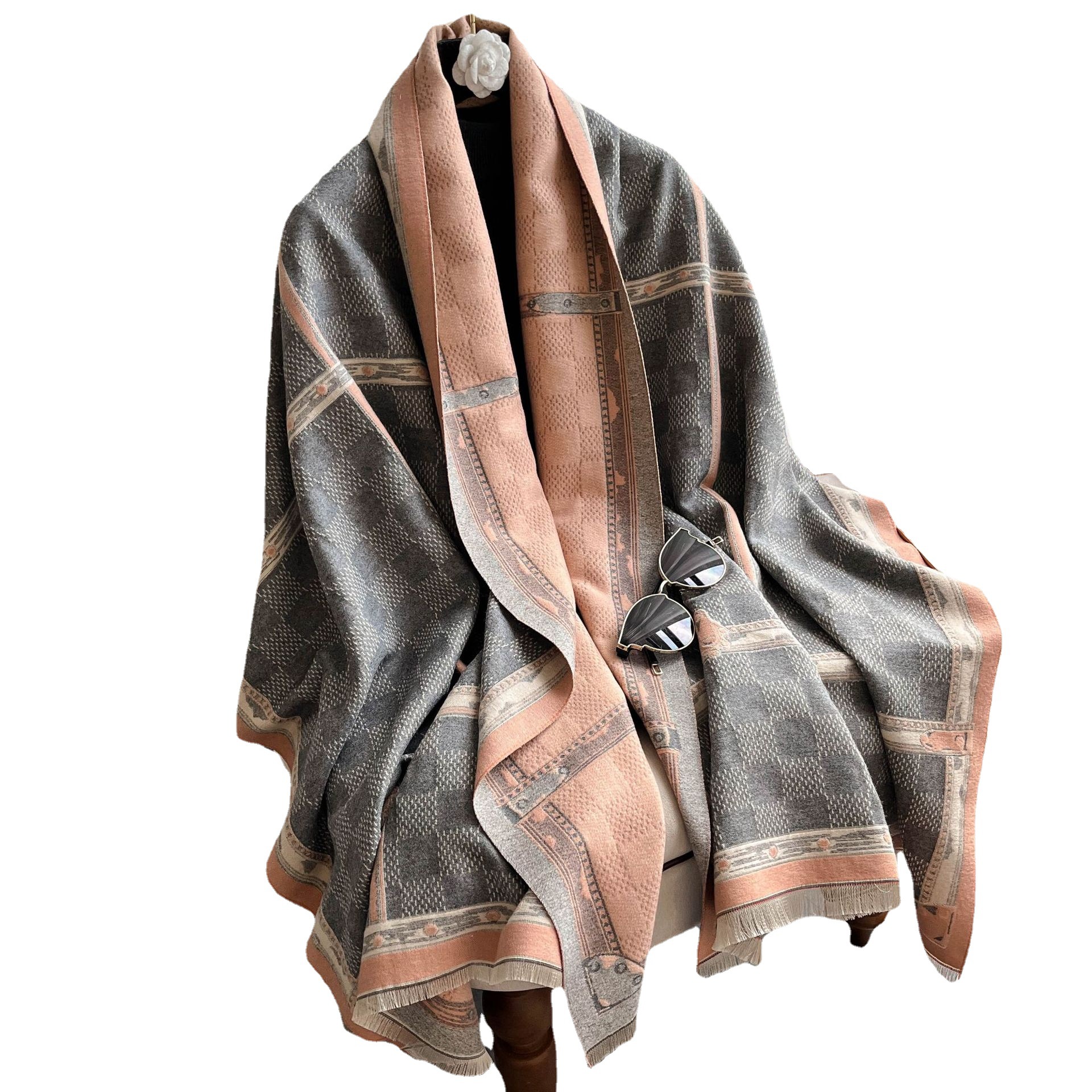 Nueva bufanda de Cachemira de doble cara tablero de chesboard de estilo coreano para mujer Plaid cepillado largo chal exterior engrosado bufanda de todo fósforo