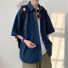 短袖宽松夏季男士衬衫半袖牛仔批韩版分现货短袖衬衣男新款情侣5