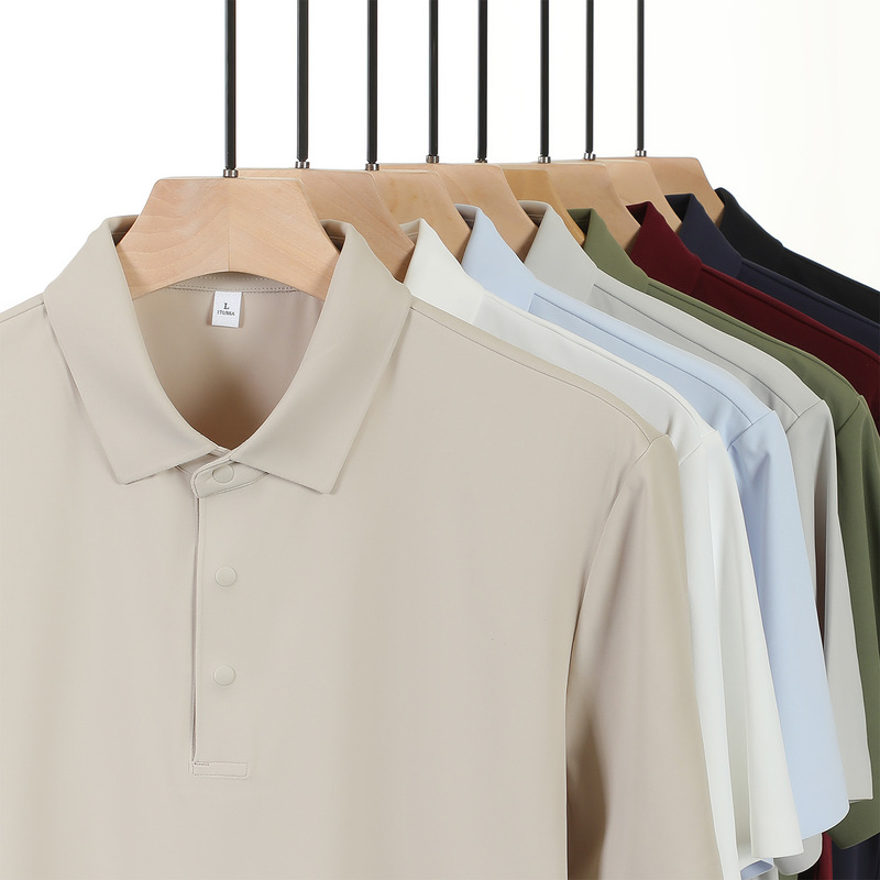 Zhuofandi 6321 Ice Silk Cool Antibacterial Polo Shirt Men's Lapel Short Sleeve Quick-Drying Breathable Business Casual Workwear