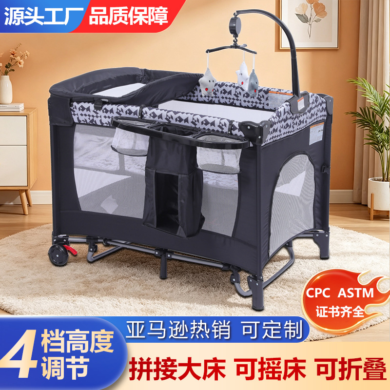 Cross-Border Wholesale, Attachable Baby Bedside Crib, Multifunctional Baby Bed, Portable Baby Cradle Bed, Diaper Changing Table