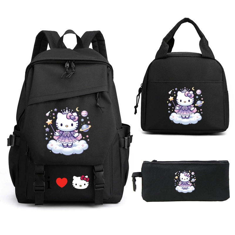 Hello kitty, (Cross-border trading), cute backpack for leisure, set for students, pencil case, 3 piece set