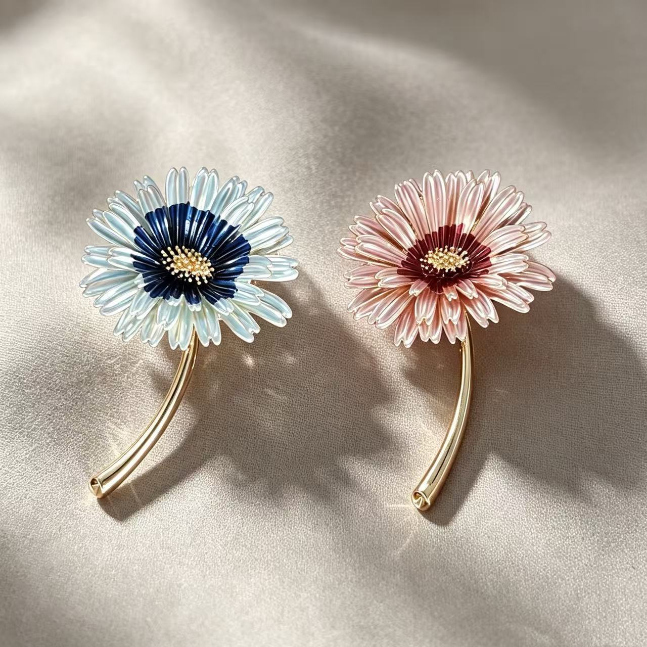 Enamel daisy brooch, high-end luxury lapel pin, clothing accessory, waist-cinching pin, corsage accessory, jewelry