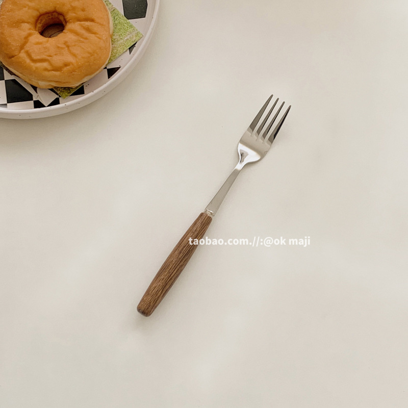 実木ins風鶏翅木柄木製ナイフフォーク木スプーン洋食ステンレスステーキステンレス食器セット|undefined