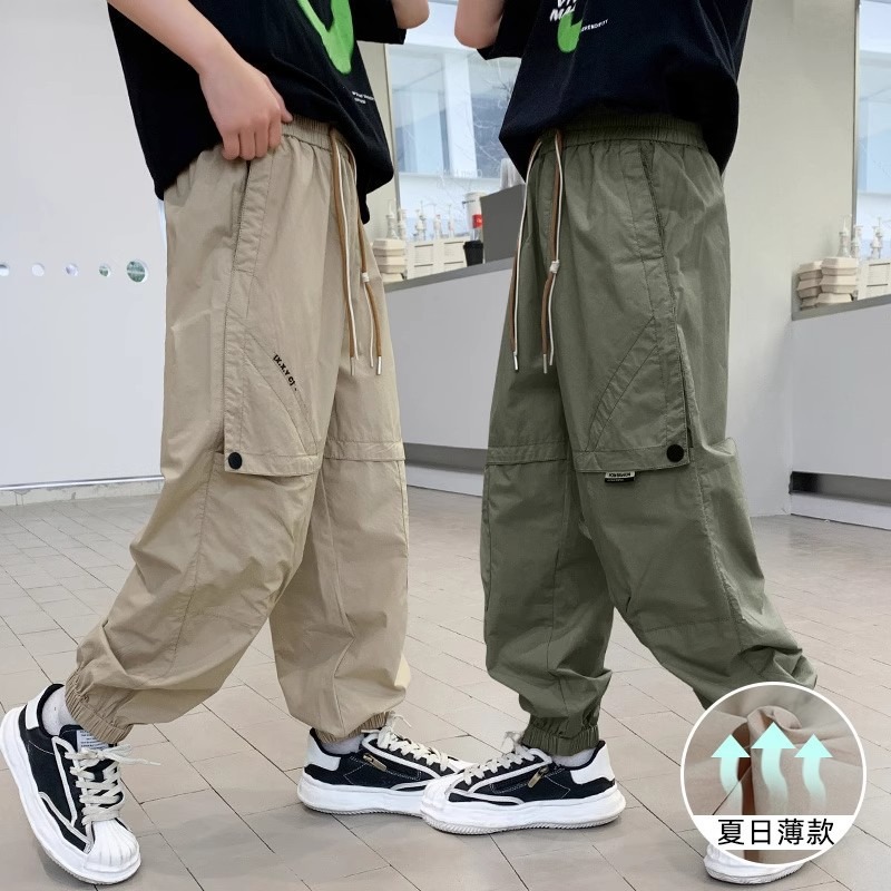 Boys' Summer Thin Cargo Pants for Older Children 2025 New Trendy Boys' Summer Casual Mosquito-Proof Pants
