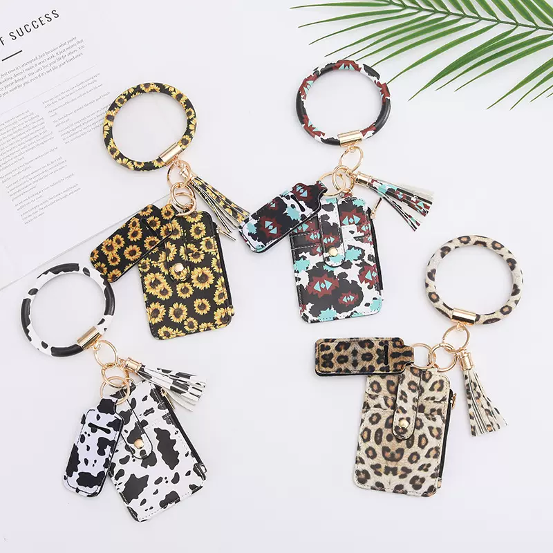 跨境现货专供欧美女士折边钱包印花零钱包拉链卡包多功能证件包