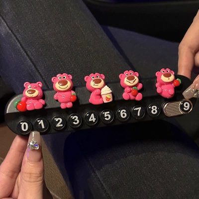 with aromatherapy high-end ornaments for — Nömrəli dayanma kartı - 5-types-of-ice-cream-pink-bears-black-aromatherapy-license-plate