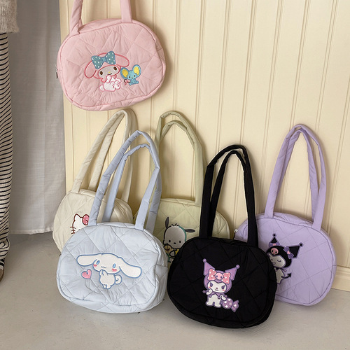 Sanrio Factory Wholesale Kitty Cat Cute Cartoon Fleece Single Shoulder Bag for Girls Students Yu Gu Dog New Arrival