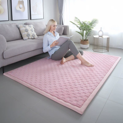 Mattress Anti-fall Crawling Floor Mat, Avtomobil döşəmə paspasları - checkerboard-pink-50150cm-22cm-thickening