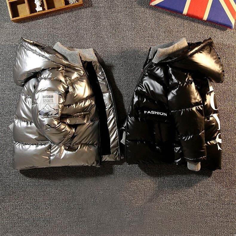 Children's Stylish Loose down Cotton Jacket 2026 New Winter Stylish Boys' Cotton Coat Warm Fleece Thickened Outerwear