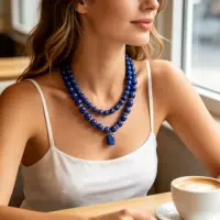 Unisex natural lapis lazuli necklace | 1688 back-to-school & teacher's day gift selection