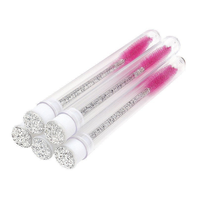 Cepillo para pestañas con tubo perforado, cepillo para pestañas desechable con varilla de cristal, peine para cejas, cepillo para pestañas portátil para maquillaje