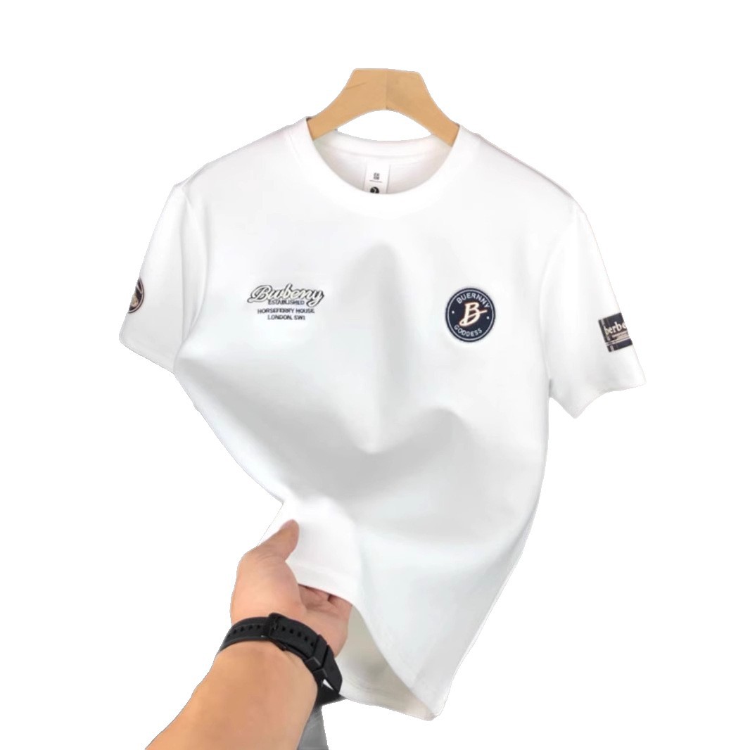 Lässiges Herren-T-Shirt mit Rundhalsausschnitt, bedruckt mit verschiedenen Labels, kurzärmelig, leicht und hochwertig – das perfekte Sommeroberteil für Herren._voghion.com