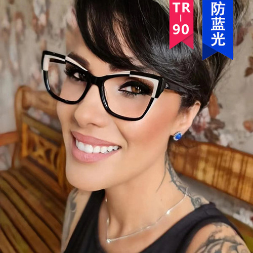 TR90 color matching glasses frame anti-blue light  new ins Internet celebrity glasses frame fashionable European and American cross-border flat glasses