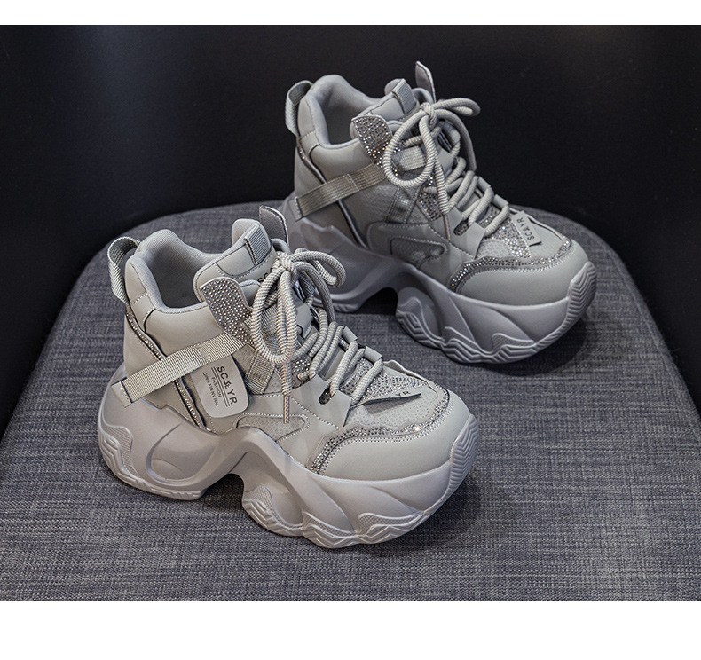 Giày sneaker nữ đế dày tăng chiều cao mùa thu 2025 phong cách hot trend buộc dây — M2936 lót đơn màu đen, M2936 lớp lót đơn màu xám, M2936-1 plus nhung đen, M2936 lớp lót đơn màu be chi tiết 31