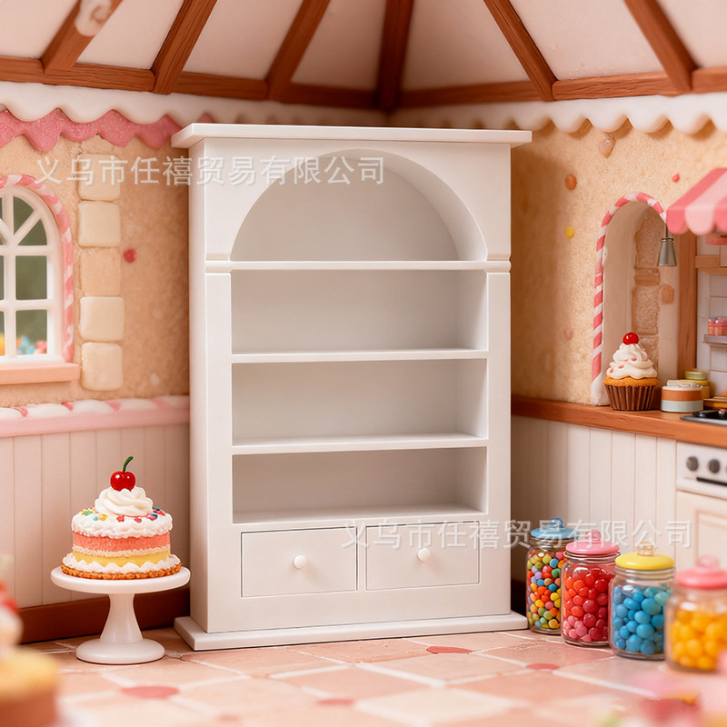 1:12 Dollhouse Arched Storage Rack Mini Bookcase Wine Cabinet Sideboard Cabinet Miniature Scene Furniture