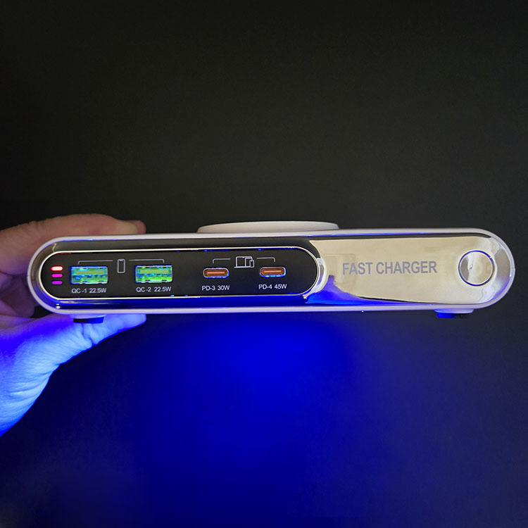 Ultra-Thin Universal Led Light with Strong Magnet, Intelligent Temperature Control, 72W Multi-Port Fast Wireless Charger, Boxed Fast Charging with Magnetic Suction