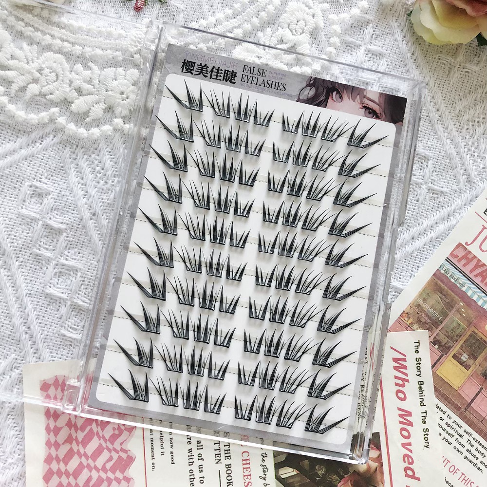 Simple y fácil de pegar, pestañas falsas de gato sin pegamento, sensación de estilo coreano, sensación de cómic de gato, claro y natural.