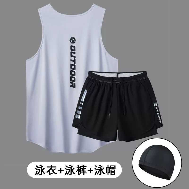 Swimwear, set, quick dry trousers, vest for adults
