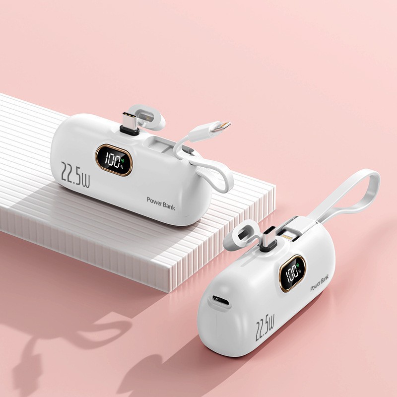 Capsule Charger 22.5W Super Fast Cross-Border Self-Cable Pocket Lightweight Mini Applicable Apple Hua