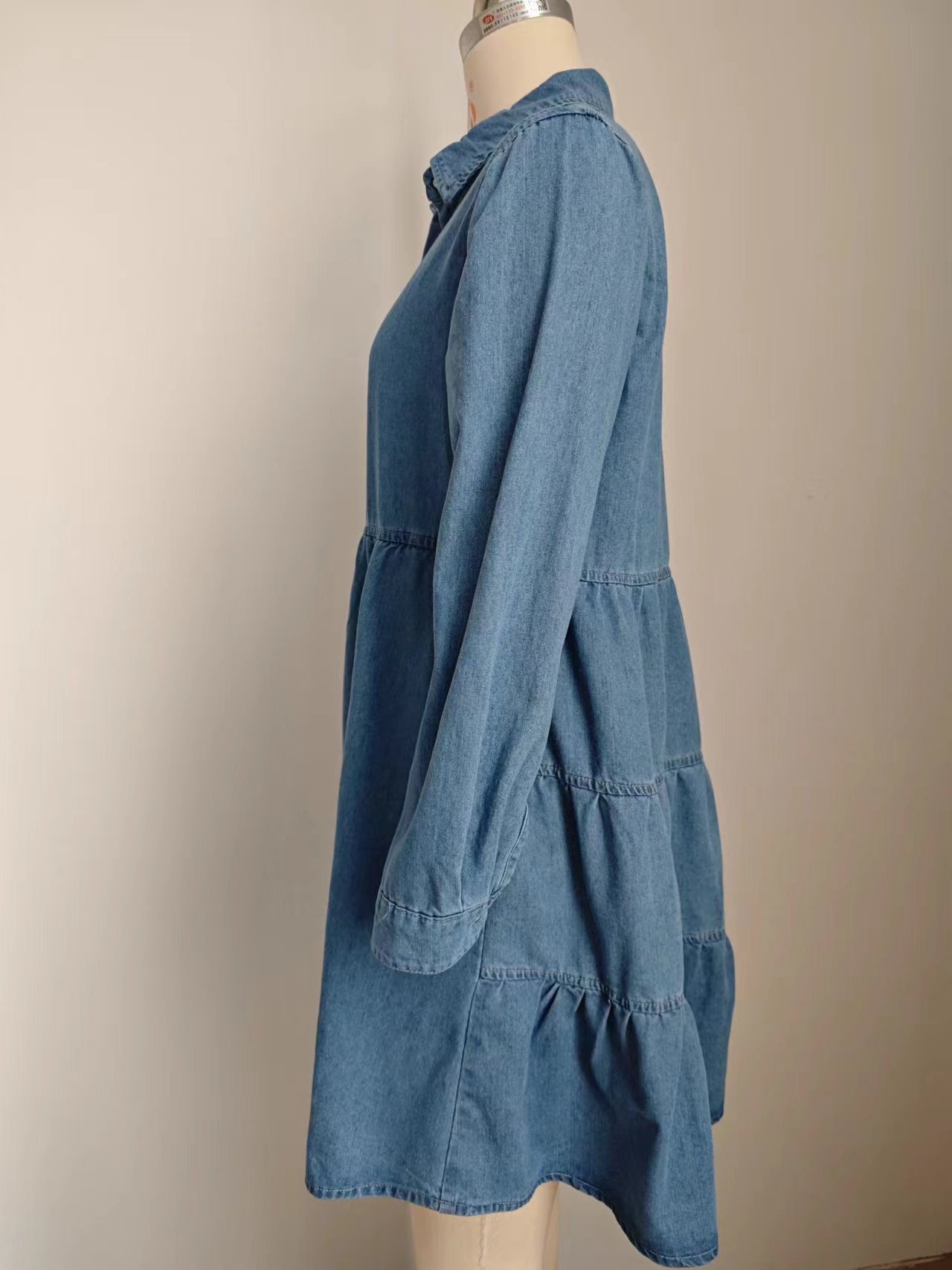 Spring Washed Loose Casual Denim Dress Midi Dress for Women