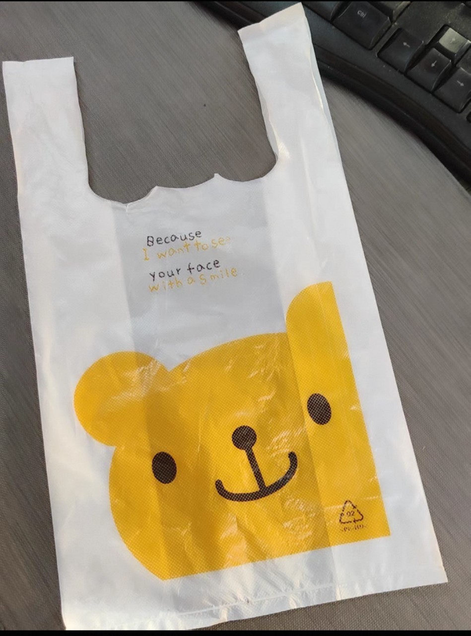 现货加厚小熊卡通手提打包袋餐饮百货酒店用超市购物袋环保背心袋