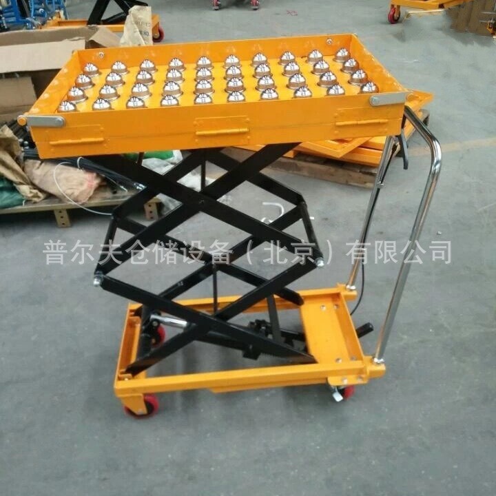 非标可定手动电动液压升降平台车滚筒辊筒滚珠折边挡边工位车上料
