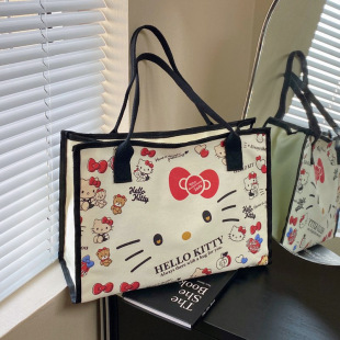 Large Capacity hellokitty Canvas Bag Cross-border AliExpress New Arrival Korean Style All-match Shoulder Bag Fashion Tote Bag