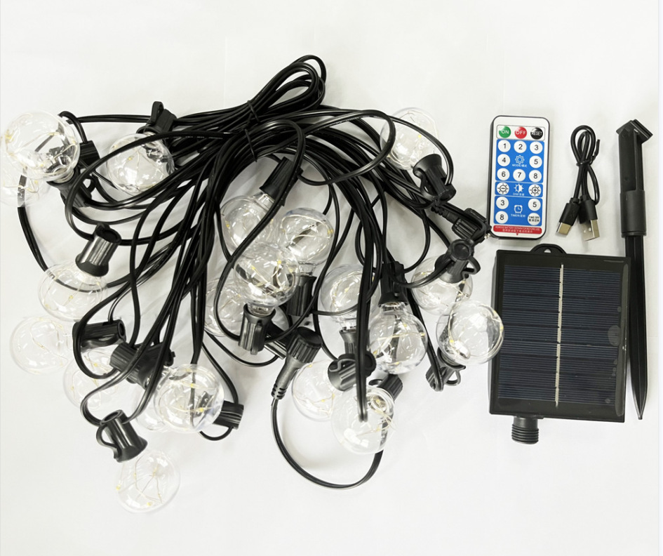 Guirnalda de Luces Solares LED G40, Listas para Usar en Exteriores, para Tiendas de Campaña, Patios, Jardines, Luces de Navidad