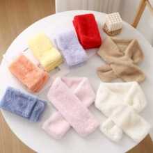 儿童新款秋冬保暖皮草围巾纯色仿羊绒毛毛小号围脖套头女款脖套