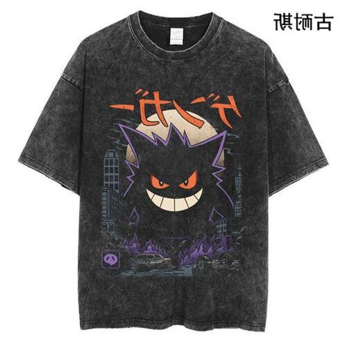 Cross-border American-style washed and aged short-sleeved T-shirt for men, 2024 summer new arrival, loose-fit, trendy, fashionable, Instagram-inspired, wholesale from a popular brand.