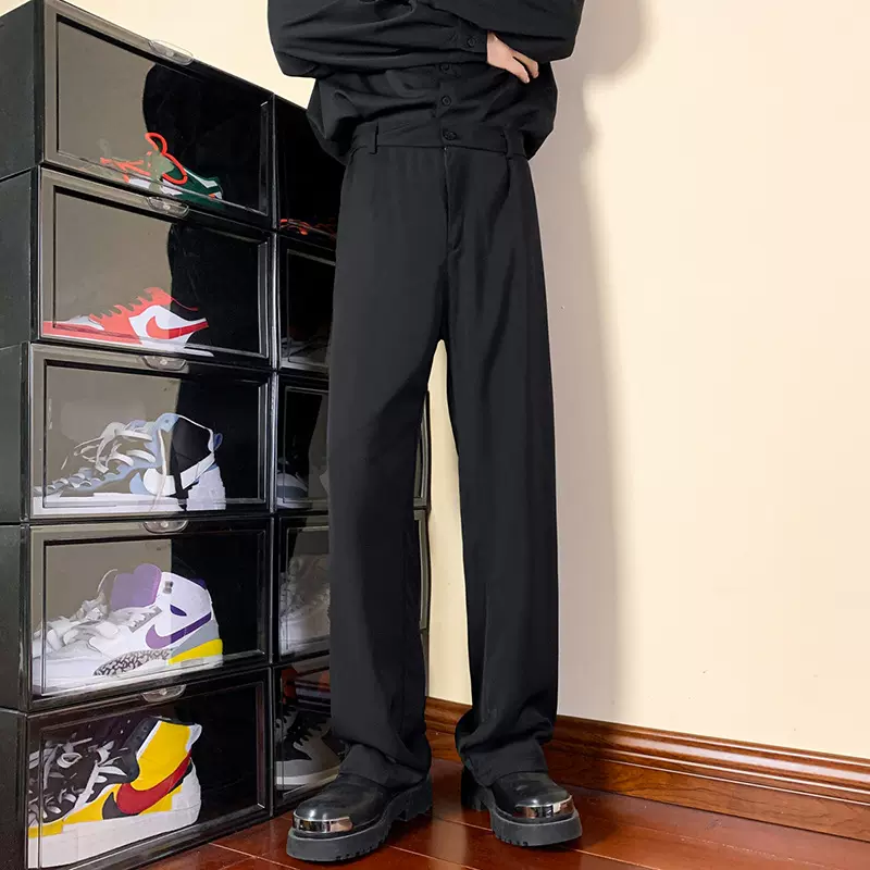 OOTD跨境俄罗斯男装西裤男夏季百搭休闲潮牌宽松垂坠感阔腿直筒裤