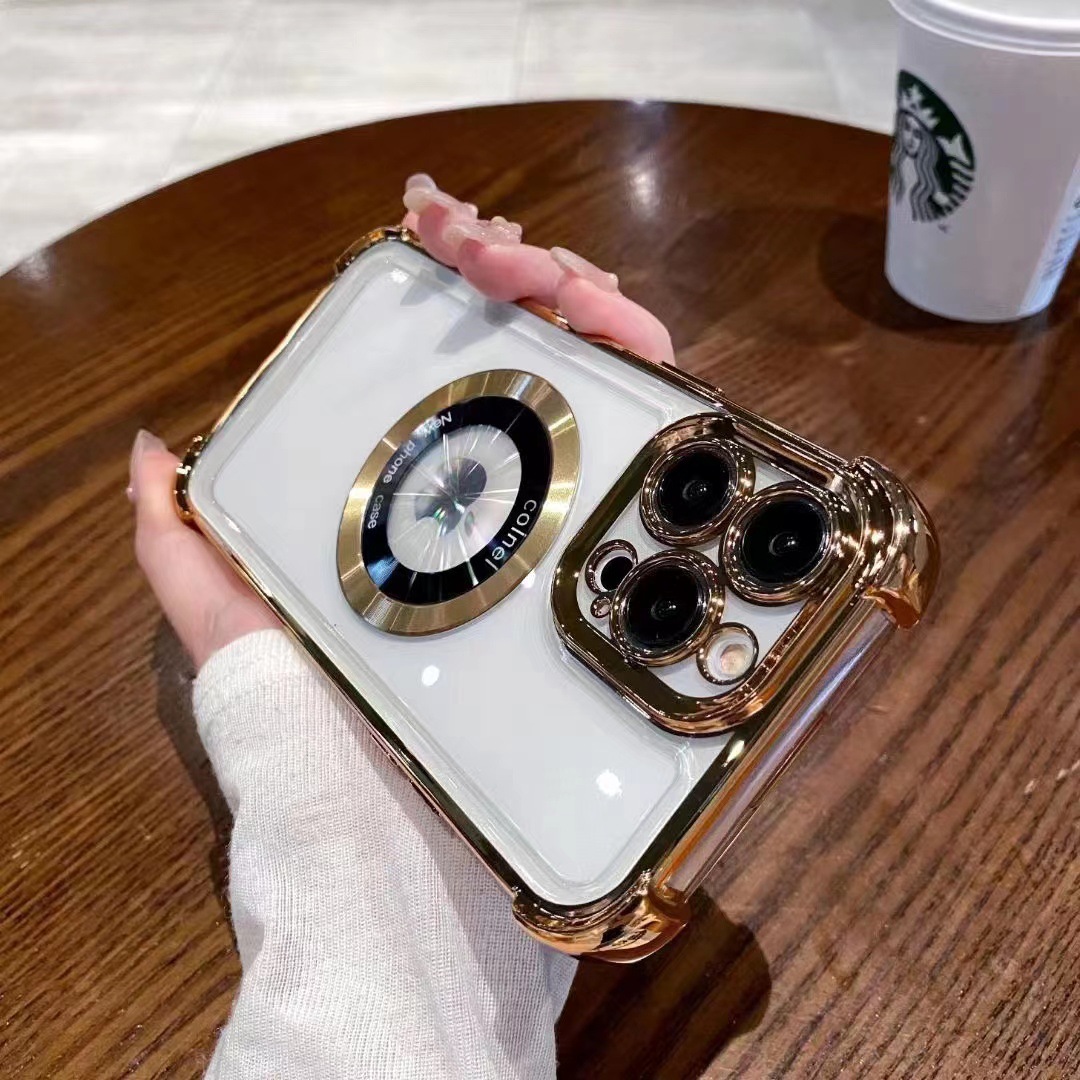 Gradiente de color de succión magnética Apple 15Promax de cuatro esquinas resistente a caídas de la manzana 13/12/11 caja del teléfono para IP14/13P