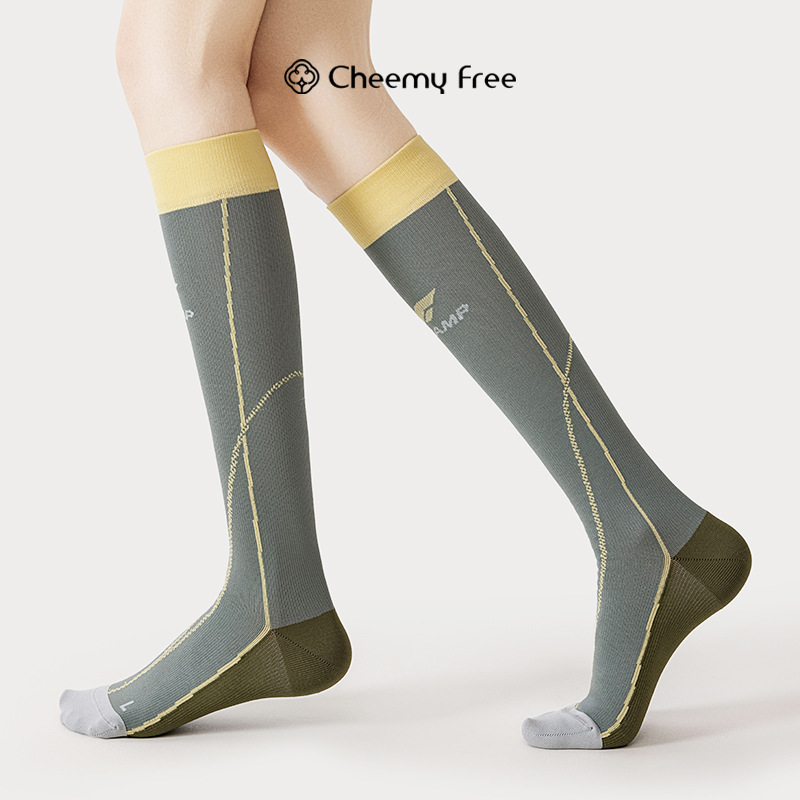 CHEEMY FREE新款春夏专业跑步袜子女潮流健身微压瘦腿中长小腿袜|undefined