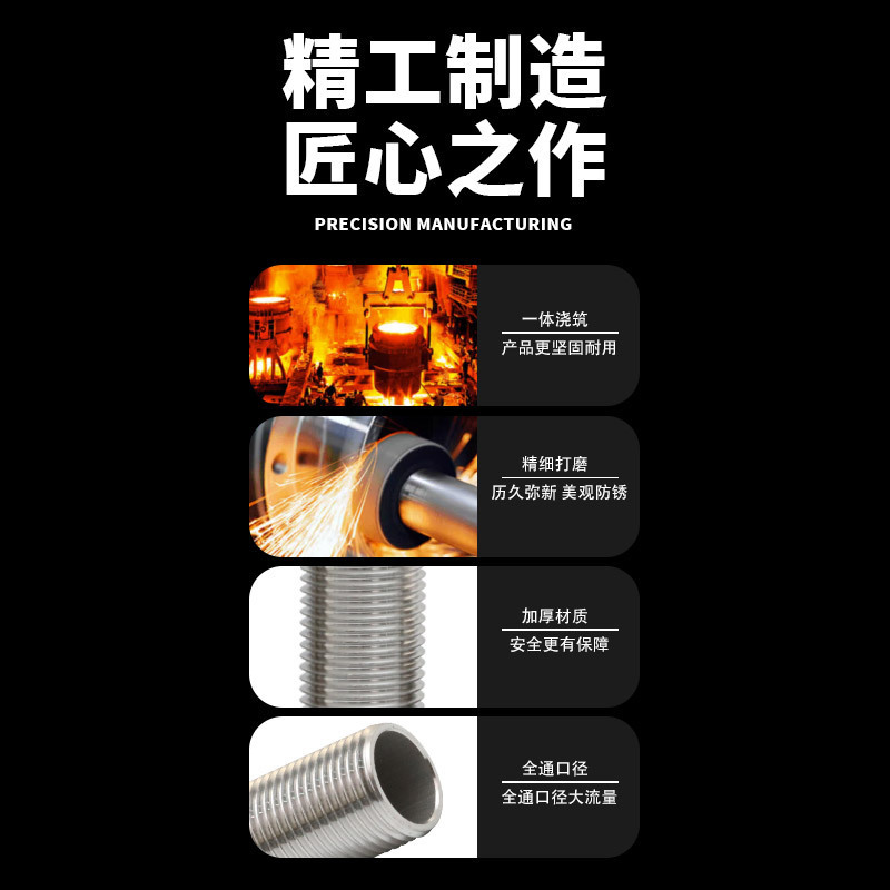 304ステンレス延長外通糸50長さ75長さ100長さ円管全歯穿板外糸水管スクリュー継手|undefined