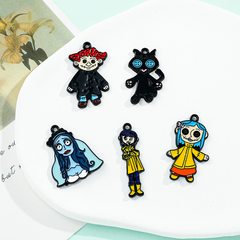 Cross-border hot-selling cartoon anime zombie bride Halloween DIY alloy oil drop pendant pendant jewelry wholesale