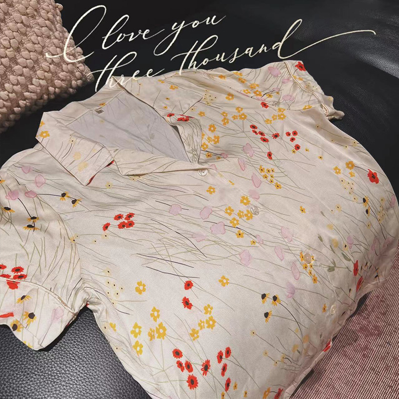 Hungarian niche designer cotton silk high-grade pajamas women's spring and autumn summer 2023 new women's home wear