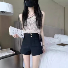 黑色西装短裤女春夏季小个子搭配显高2025年新款a字网红薄款裤子