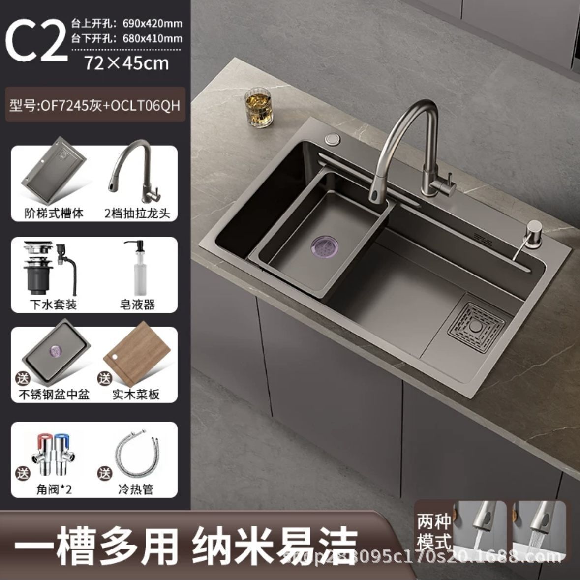 Acero inoxidable al por mayor fregadero de cocina gran tanque único engrosado a mano nano antiincrustante lavabo de cocina doméstica lavabo de platos