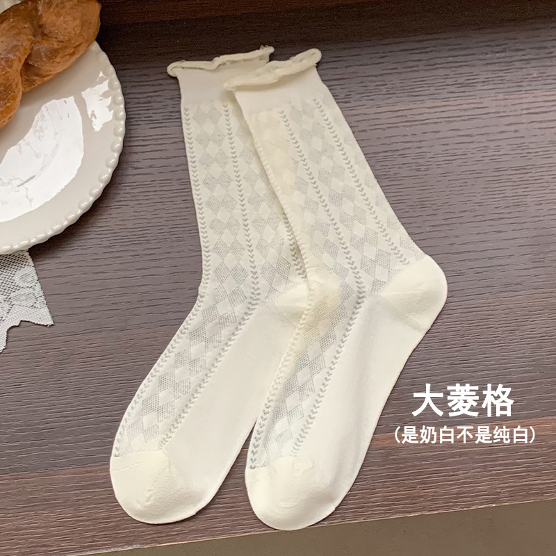 Piles de calcetines de verano para mujeres delgadas mallas transpirables tendencia rizada calcetines de verano sueltas calcetines de mes