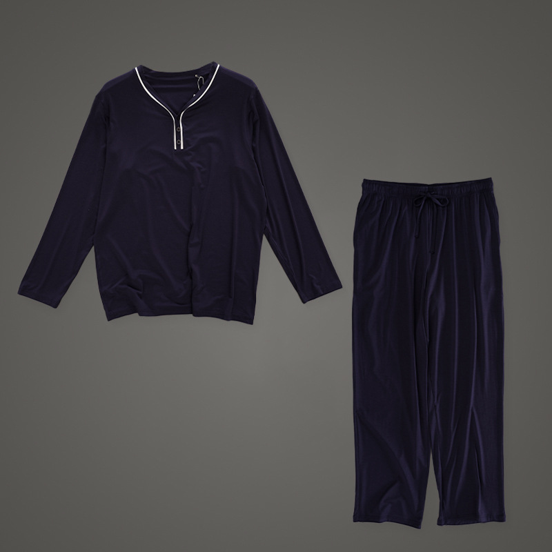 와인잔 칼라 긴팔 바지 정장 사파이어 블루