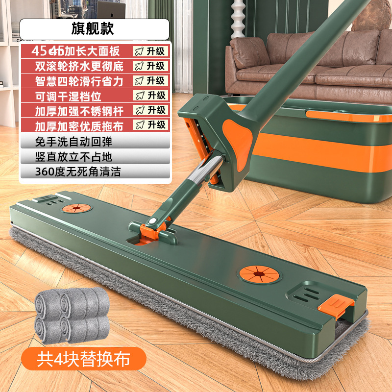 【绒布】免手洗平板拖把家用懒人拖地神器一拖净新款带桶墩布|undefined