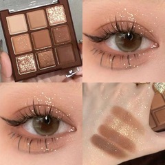 ErshiQi 9色のチョコレートのアイシャドーの皿の大地の色のつや消しのフラッシュの粉の繊細なアイシャドーは明るくて、蚕の学生に寝ます。