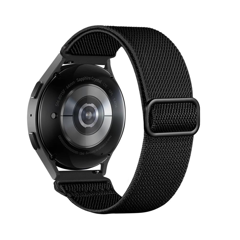 Correa de reloj deportiva trenzada de nailon con hebilla magnética de cuatro puntos y anilla metálica, compatible con las series Huawei, Samsung y Garmin.