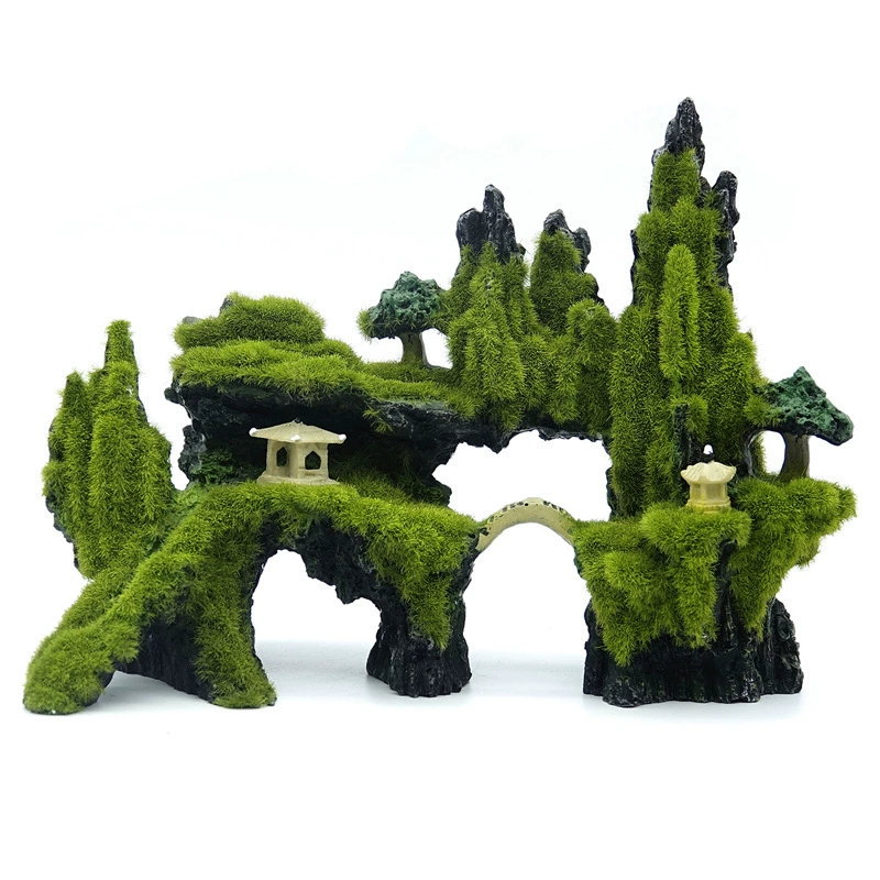 Набор камней для аквариума (Rockery), реалистичный моховый декор, полимерной смолы 24×8×17 см, ландшафт аквариума