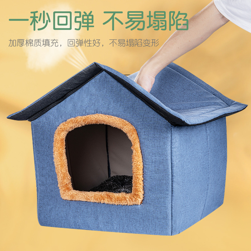 Fuente de la fábrica de invierno cálido gato Nido Casa semi-cerrado gato Villa perro pequeño Peluche perrera suministros para mascotas