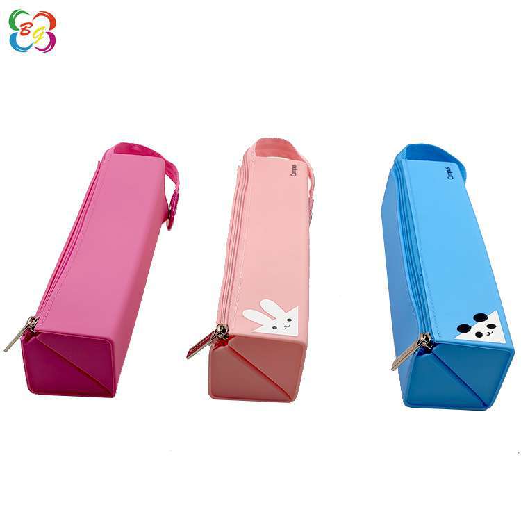 Bolsa de lápices de silicona portátil de estilo partido japonés y coreano, bolsa de almacenamiento de papelería portátil de gran capacidad, caja de lápices universal para estudiantes de secundaria y preparatoria