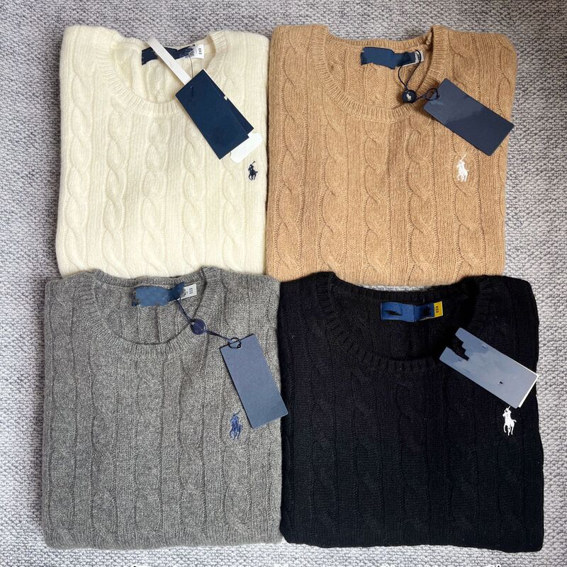High-Quality 80% Wool 20% Cashmere Argyle Horse Embroidery Wool Sweater Cable Knit Crew Neck Wool Sweater Winter Sweater High-Quality 80% Wool 20% Cashmere Argyle Horse Embroidery Wool Sweater Cable Knit Crew Neck Wool Sweater Winter Sweater