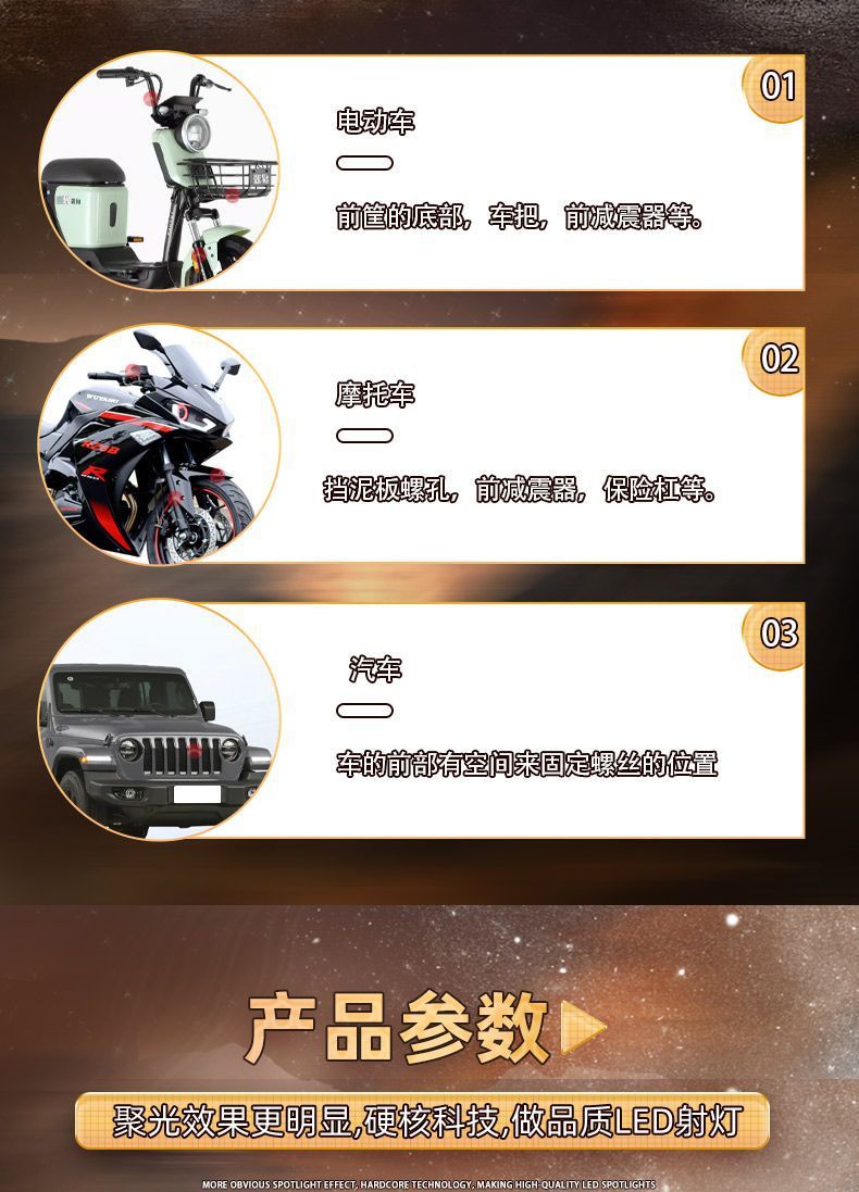 Motorcycle spotlights auxiliary lights electric lights led external headlights modified bright light paving waterproof rider
