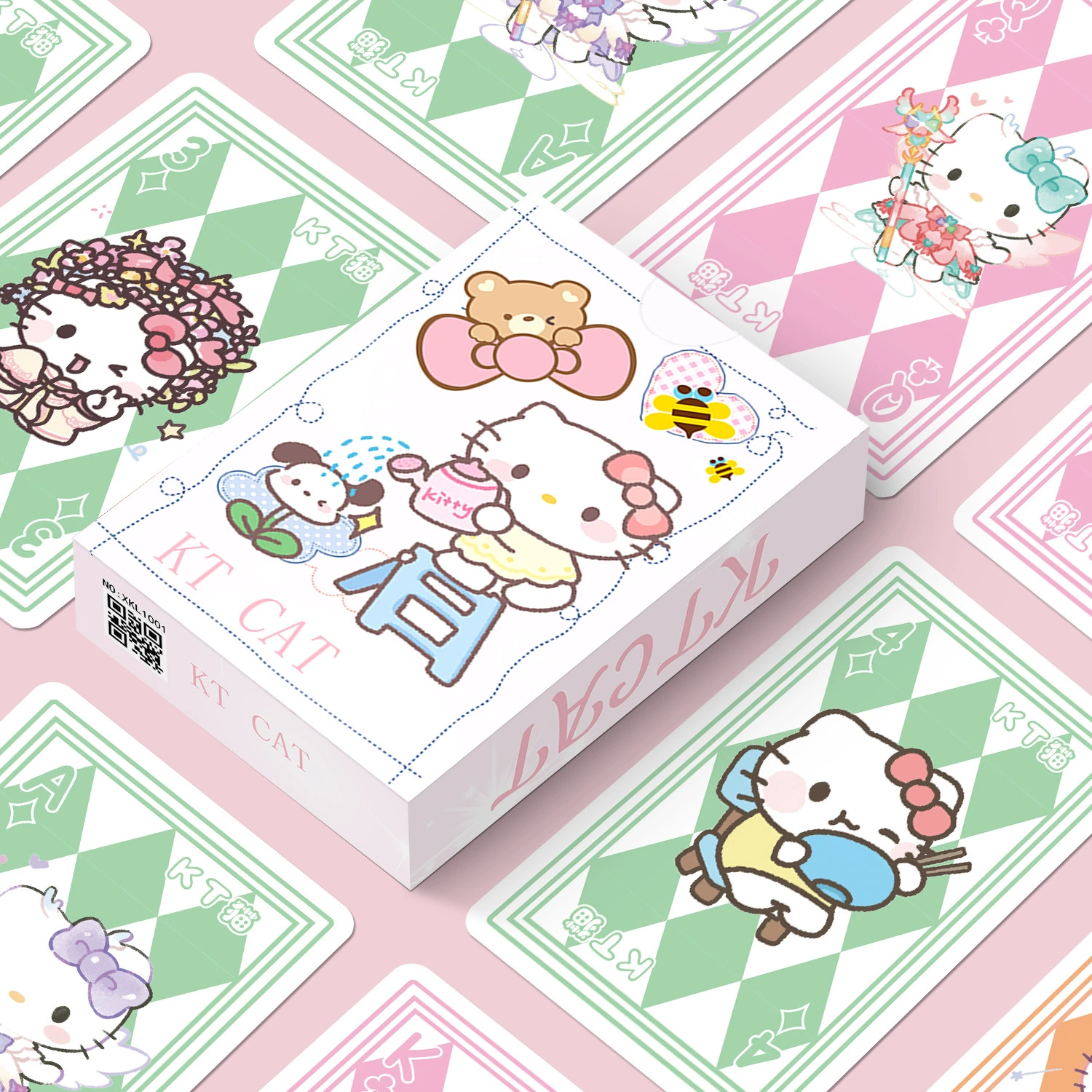 Игральные карты Hello Kitty, 55 карт, милый карманный набор, розовая иллюстрированная колода